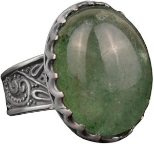 Gerçek Doğal Şeffaf Zümrüt Taşlı Erkek Yüzük, Vintage Yüzük, 925 Ayar Gümüş Yüzük - Görsel 1