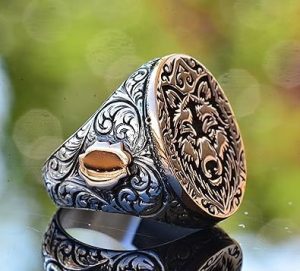 925K Katı Gümüş Erkek Kurt Yüzüğü - Gotik Burç Hayvan Tasarımı, El Yapımı Takı (Özelleştirilebilir) - Görsel 6