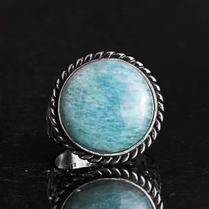 Gerçek Doğal Taş Yüzük - 925 Ayar Katı Gümüş Erkek Yüzüğü ile Amazonit - Görsel 3