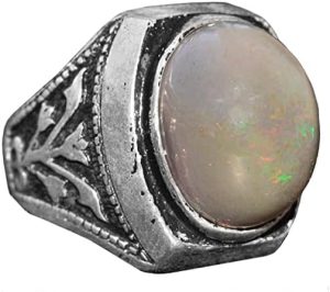 925 Ayar Gümüş Erkek Yüzük, Doğal Avustralya Opali, Vintage Tasarım, El Yapımı Takı Erkekler İçin - Görsel 1