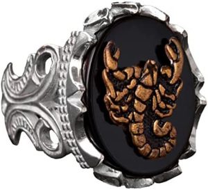 925 Ayar Gümüş Yüzük - Doğal Obsidan Taş Yüzük - Yüzükler (Akrep) - Görsel 1