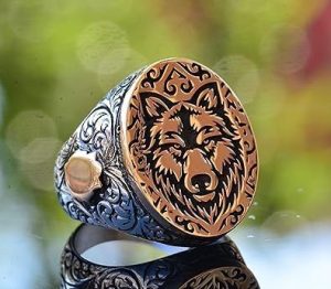 925K Katı Gümüş Erkek Kurt Yüzüğü - Gotik Burç Hayvan Tasarımı, El Yapımı Takı (Özelleştirilebilir) - Görsel 5