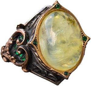 925 Ayar Gümüş Erkek Yüzük, Doğal Prehnit Taşı ile, Osmanlı Tarzı Yüzük, Yeşil Prehnit Taş - Görsel 5