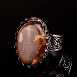 Gerçek Doğal Taş Yüzük, El Yapımı Takı, Büyük Yüzük, 925 Ayar Gümüş Yüzük Erkekler İçin - Görsel 3