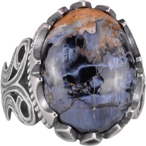 Doğal Pietersite Taş Yüzük, 925 Ayar Gümüş Yüzük Erkekler İçin