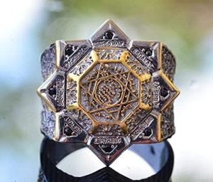 925 Ayar Gümüş Erkek Yüzük - David Yıldızı & Süleyman Mührü Tasarımlı Yüzük (Siyah Zirkon) - Görsel 2