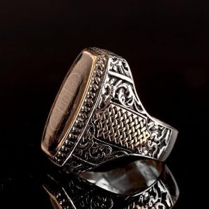 Davud Yıldızı Yüzük, Süleyman Mühürü Yüzük, 925 Ayar Gümüş Erkek Yüzük (Özelleştirilebilir) - Görsel 7