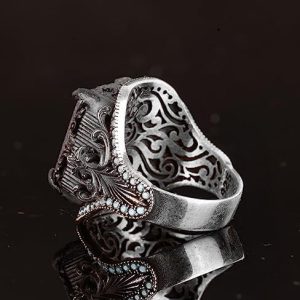 925 Ayar Gümüş Yüzük, Gerçek Safir Doğal Taş Yüzük, El Yapımı Yüzük - Görsel 7