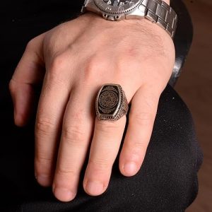 Davud Yıldızı Yüzük, Süleyman Mühürü Yüzük, 925 Ayar Gümüş Erkek Yüzük (Özelleştirilebilir) - Görsel 3