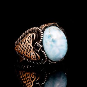 Erkekler için Yeşil Turkuaz Taş Yüzük, 925 Ayar Gümüş ile Vintage Orta Doğu Tasarımı (Model-6) - Görsel 4