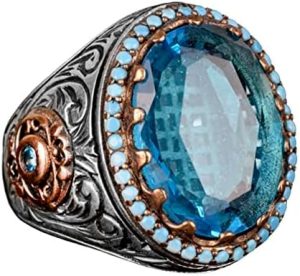 Erkek Gümüş Yüzük, Akuamarin zirkon Taş, Kral Yüzük, Erkek Yüzük