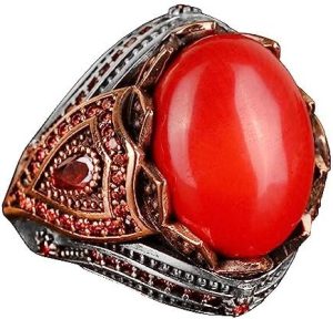 Kral Yüzük, Gerçek Doğal Mercan Taşı Yüzük, El Yapımı Yüzük, 925 Ayar Gümüş Yüzük Erkekler İçin, Farklı Erkek Yüzüğü - Görsel 1