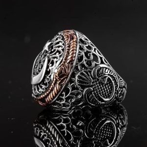 Gümüş Erkek Yüzük, Ay ve Yıldız Yüzüğü, Türk Barağı Yüzük - Görsel 4