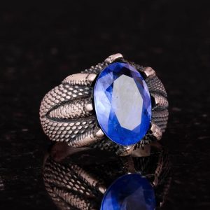 Klavuz Gümüş Yüzük, 925 Ayar Gümüş Erkek Yüzüğü, Yapay Taş Yüzük - Görsel 3