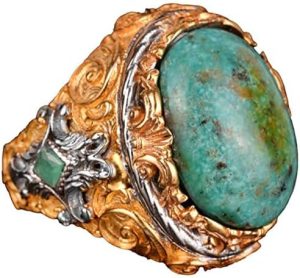 925 Ayar Gümüş Erkek Yüzük ile Doğal Arizona Turkuaz Taşı - Cesur ve Şık Tasarım, Günlük Kullanım ve Özel Etkinlikler için İdeal (Stil-4) - Görsel 1