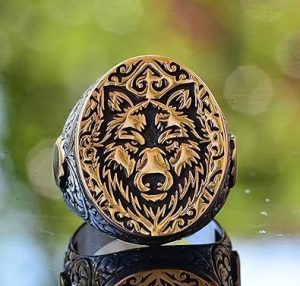 925K Katı Gümüş Erkek Kurt Yüzüğü - Gotik Burç Hayvan Tasarımı, El Yapımı Takı (Özelleştirilebilir) - Görsel 4