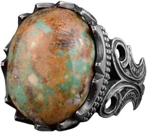 Gerçek Doğal Arizona Turkuaz Taş Yüzük, El Yapımı Takı, 925 Ayar Gümüş Yüzük (Stil-3)