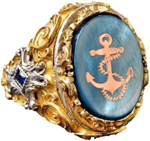 Denizci Yüzüğü, Direksiyon Yüzüğü, Gemi Anchora Yüzüğü, Erkek Yüzüğü, 925 Ayar Gümüş Yüzük - Görsel 1