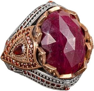 Gerçek Doğal Taş Yüzük, 925 Ayar Gümüş Yüzük, Erkek Gümüş Yüzük - Görsel 1