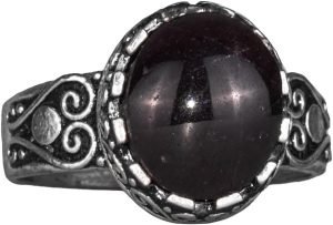 925 Ayar Gümüş Erkek Yüzük - Doğal Yıldız Granat Taşı ile El Yapımı Kalp Deseni - Görsel 1