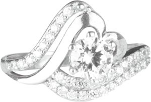 925 Ayar Gümüş Yüzük, Yapay Zirkon Taşlı Yüzük, Kadınlar İçin Nişan Yüzüğü, El Yapımı Yüzük - Görsel 1