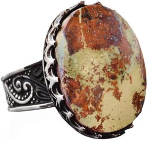 Büyük halka, Gerçek Doğal Arizona Turkuaz Taşı Yüzük, El Yapımı Yüzük, 925 Ayar Gümüş Yüzük Erkekler İçin - Görsel 1