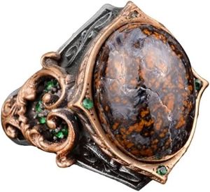 Gerçek Doğal Bronzit Taşı Erkek Yüzüğü, 925 Ayar Gümüş Yüzük - Görsel 1