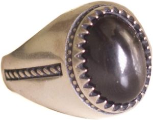 925 Ayar gümüş unisex Yüzük, Doğal Safir siyah yıldız Doğal Taş - Görsel 1