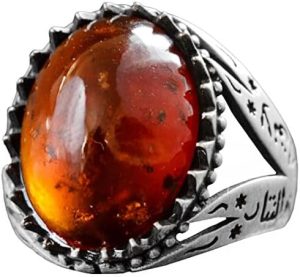 Gerçek Doğal Hessonit Garnet Taş Yüzük, İslami Yüzük, 925 Ayar Sterlin Gümüş Yüzük - Görsel 1