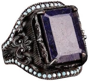 925 Ayar Gümüş Yüzük, Gerçek Safir Doğal Taş Yüzük, El Yapımı Yüzük - Görsel 1