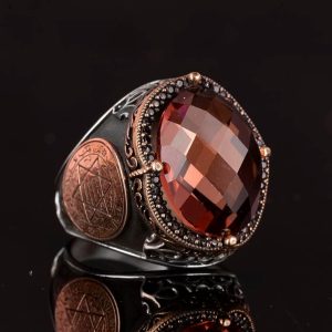 David Yıldızı Yüzük, Yapay Taş Yüzük, 925 Ayar Gümüş Süleyman Yüzüğü (Sultanite Yapay Taş) - Görsel 5