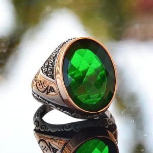 İslami Yüzük, 925 Ayar Gümüş Erkek Yüzüğü, Sentetik Taş Erkek Yüzüğü - Görsel 3