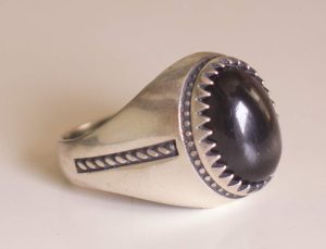 925 Ayar gümüş unisex Yüzük, Doğal Safir siyah yıldız Doğal Taş - Görsel 3