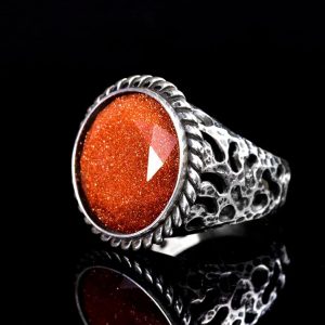 El Yapımı Vintage Yüzük, 925 Ayar Gümüş Erkek Yüzüğü, Yapay Starstone Erkek Yüzüğü - Görsel 7