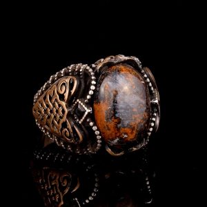 Erkekler için Yeşil Turkuaz Taş Yüzük, 925 Ayar Gümüş ile Vintage Orta Doğu Tasarımı (Model-6) - Görsel 3