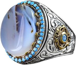 Doğal Yemen Akik Taşı Yüzük, El Yapımı 925 Ayar Gümüş Sultan Erkek Yüzüğü