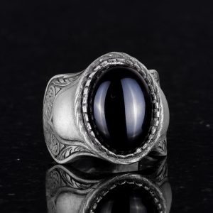 Doğal Taş Yüzük, 925 Ayar Gümüş Yüzük, (Oniks) - Görsel 6