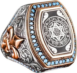 Solomon Mühr Yüzüğü, 925 Ayar Gümüş Erkek Yüzük, Davut Yıldızı Yüzüğü - Görsel 1