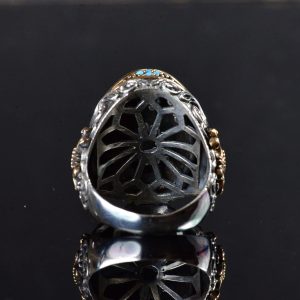 Erkek Yüzük, Gerçek Doğal Azurit Taş Yüzük, 925 Ayar Gümüş Yüzük Erkekler İçin, Yığma Yüzük Mavi - Görsel 8