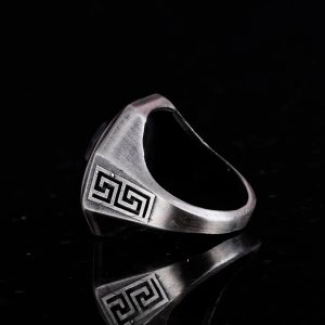 Doğal Taş Yüzük - 925 Ayar Saf Gümüş El Yapımı Erkek Yüzüğü (Dumanlı Kuvars) - Görsel 7