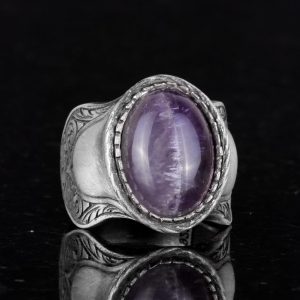 Doğal Taş Yüzük, 925 Ayar Gümüş Yüzük, Amethyst - Görsel 4