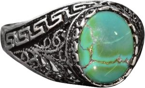 Gerçek Doğal Arizona Turkuaz Taşlı Erkek Yüzük, El Yapımı Mini Yüzük, 925 Ayar Gümüş Erkek Yüzüğü (Stil-1) - Görsel 1