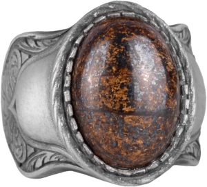 Doğal Taş Yüzük, 925 Ayar Saf Gümüş Yüzük, Bronzit
