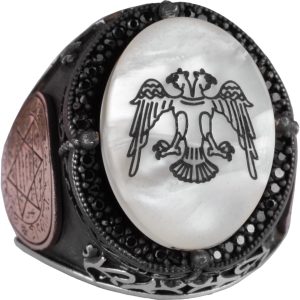 925 Ayar Gümüş Erkek Yüzük - David Yıldızı Takı (İki Başlı Kartal) - Görsel 1