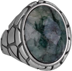 Erkekler için Lüks 925 Ayar Gümüş Yapay Taş Yüzükler - Çeşitli Koleksiyon (Zümrüt Yapay Taş)