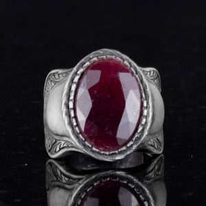 Doğal Taş Yüzük, 925 Ayar Gümüş Yüzük, (Yakut) - Görsel 4