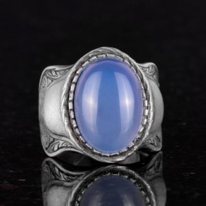 Doğal Taş Yüzük, 925 Ayar Gümüş Yüzük, (Kalsedon) - Görsel 4