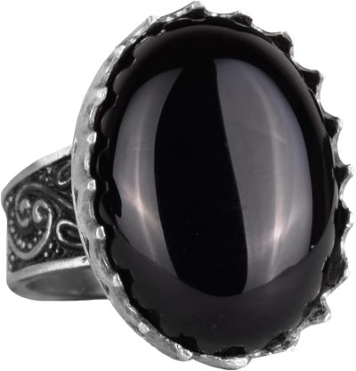 Gerçek Doğal Taş Yüzük - 925 Ayar Gümüş Büyük Yüzük - El Yapımı Yüzük (Oniks) - Görsel 1