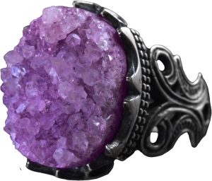 Gerçek Drusy Kuvars Taş Yüzük, 925 Ayar Gümüş Erkek Yüzük, El Yapımı Cesur Takı - Görsel 1