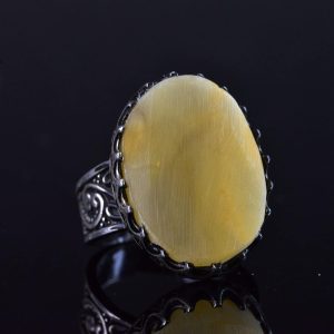 Gerçek Ham Amber Taş Yüzük, El Yapımı Gümüş Yüzük, 925 Ayar Gümüş Erkek Yüzüğü - Görsel 5